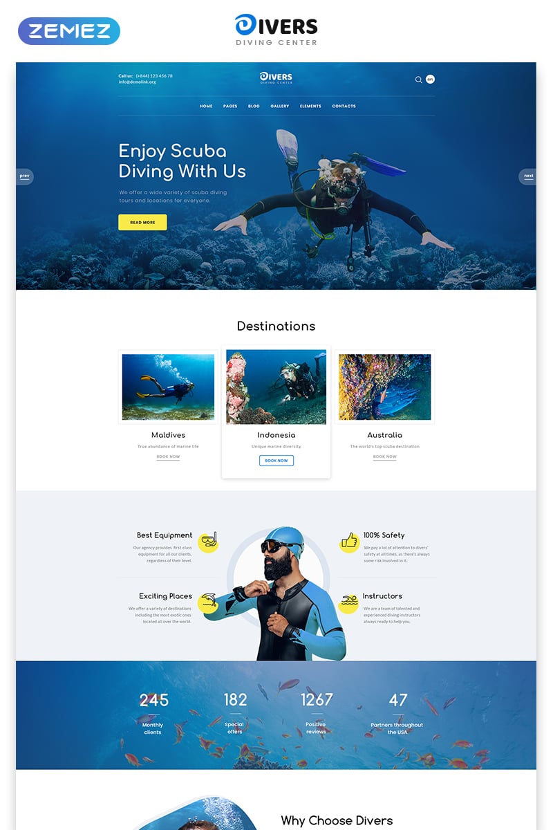 Divers - Swimming Multipage Classic HTML Template Web №78979