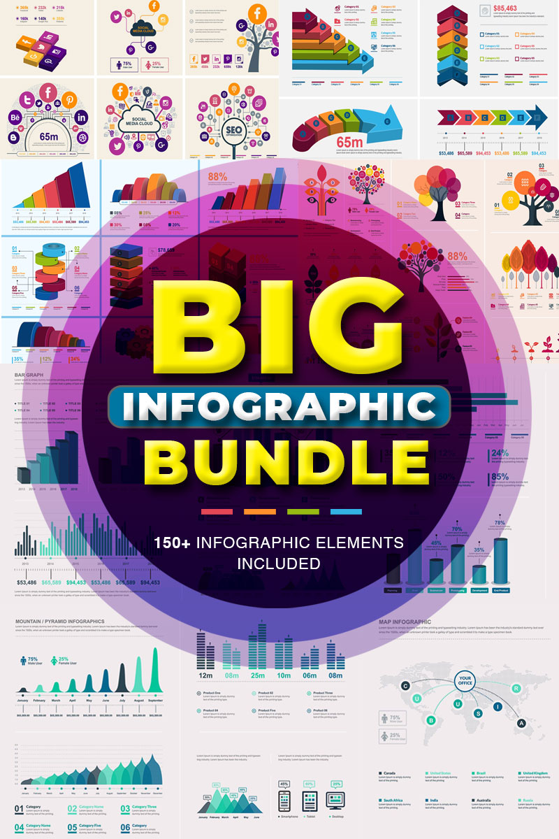 Elementos De Infografía "Infographic Bundle | 900+ Vector" #78923 - captura de pantalla