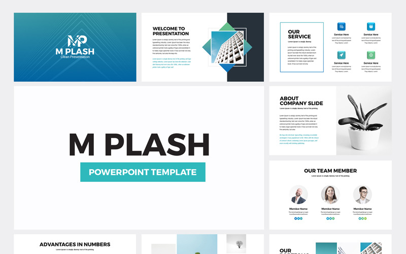 M Plash - Business PowerPoint template PowerPoint Template