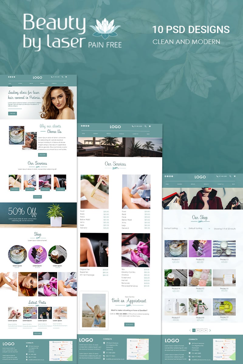 PSD Vorlage namens "Beauty By Laser - Clean Beauty PSD Template" #78907 - Screenshot