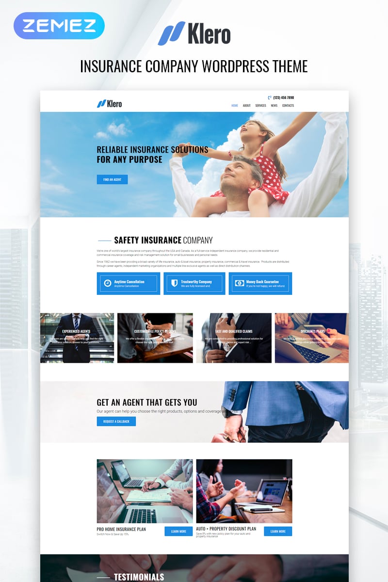 Klero - Insurance Services Multipurpose Classic Elementor WordPress Theme