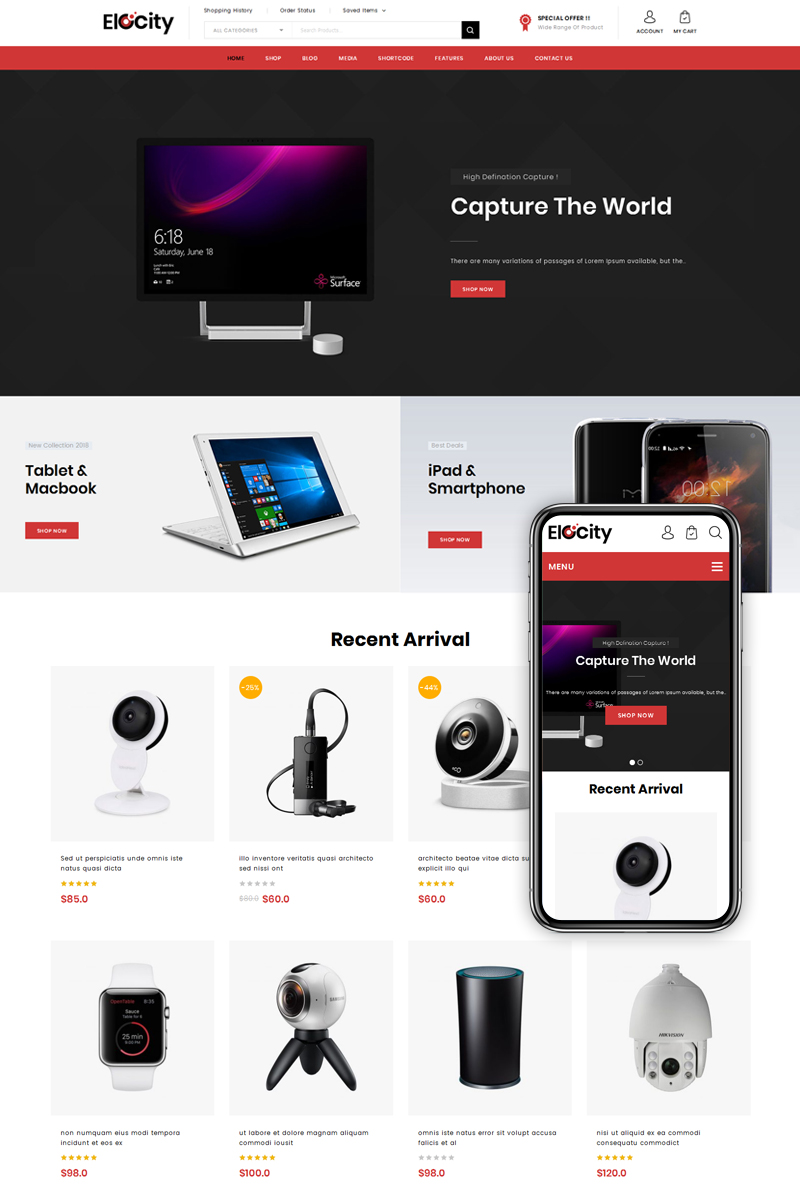 WooCommerce Theme namens "Elocity - Electronics Store" #79017