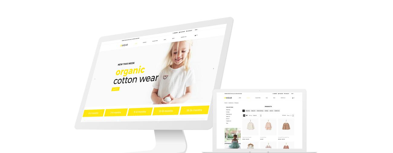 детская мода и одежда многостраничная чистая тема shopify