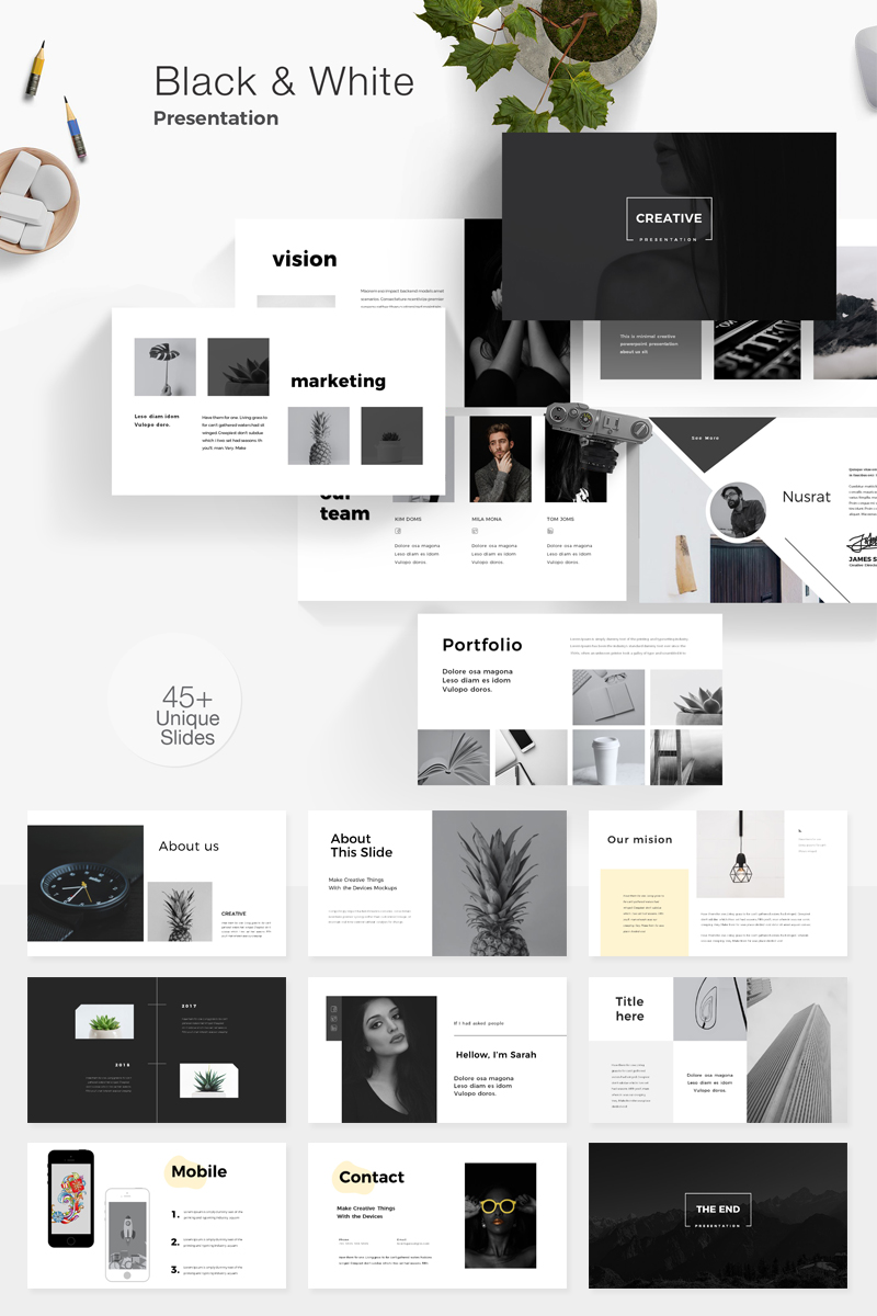 Black And White Template For Powerpoint