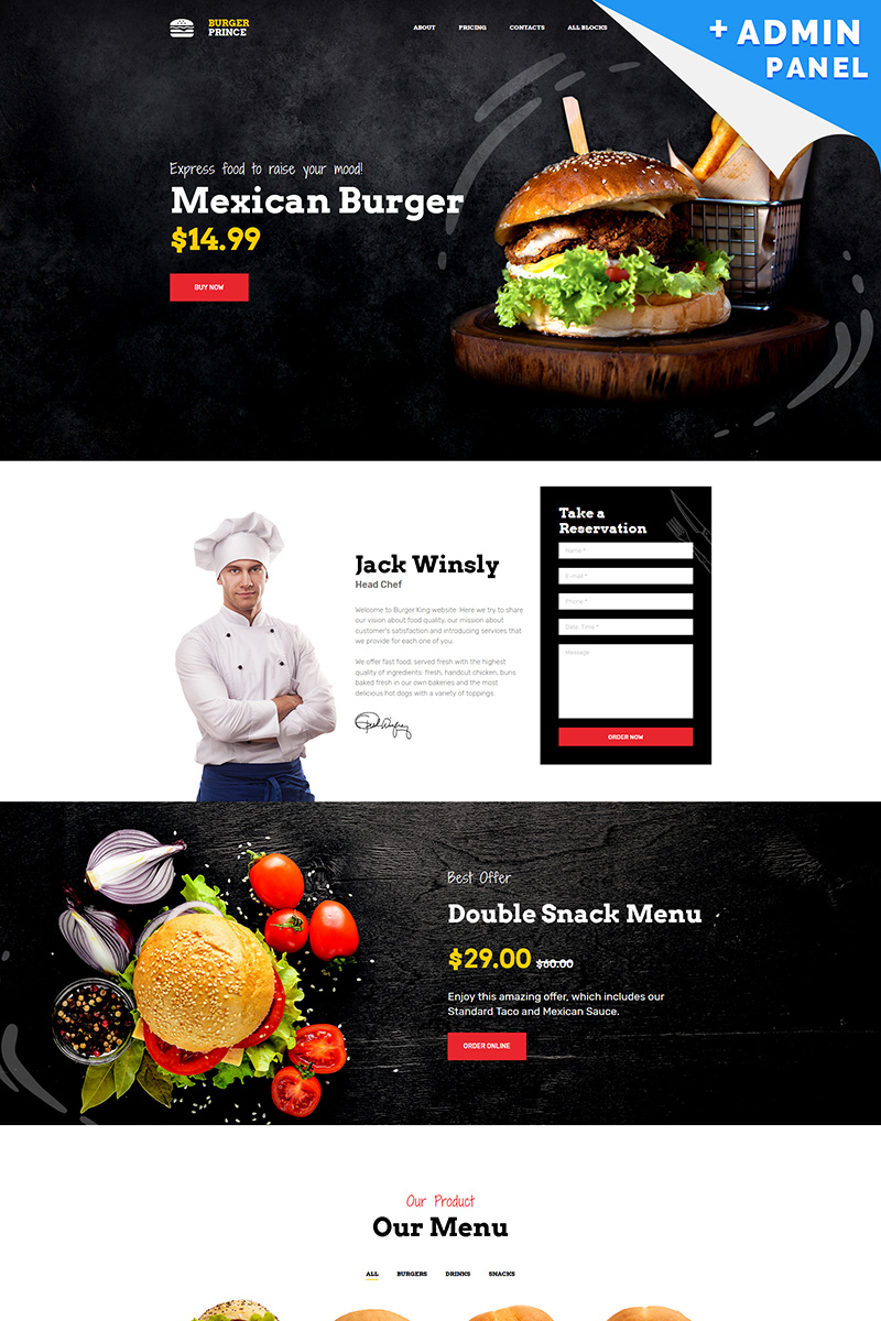 Burger Prince Landing Page Template