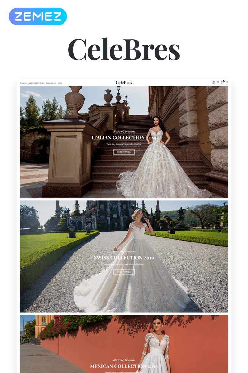 "CeleBres - Wedding Salon ECommerce Modern Elementor" Responsive WooCommerce Thema №79129 - screenshot