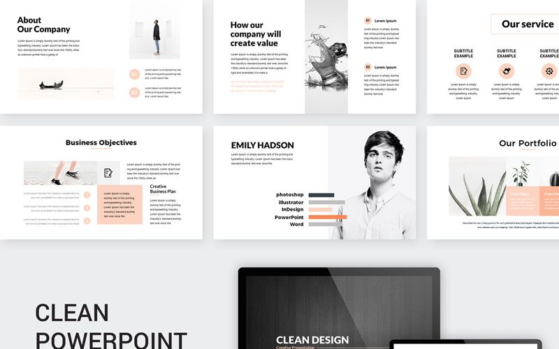 Clean Design Minimal Presentation PowerPoint template PowerPoint Template