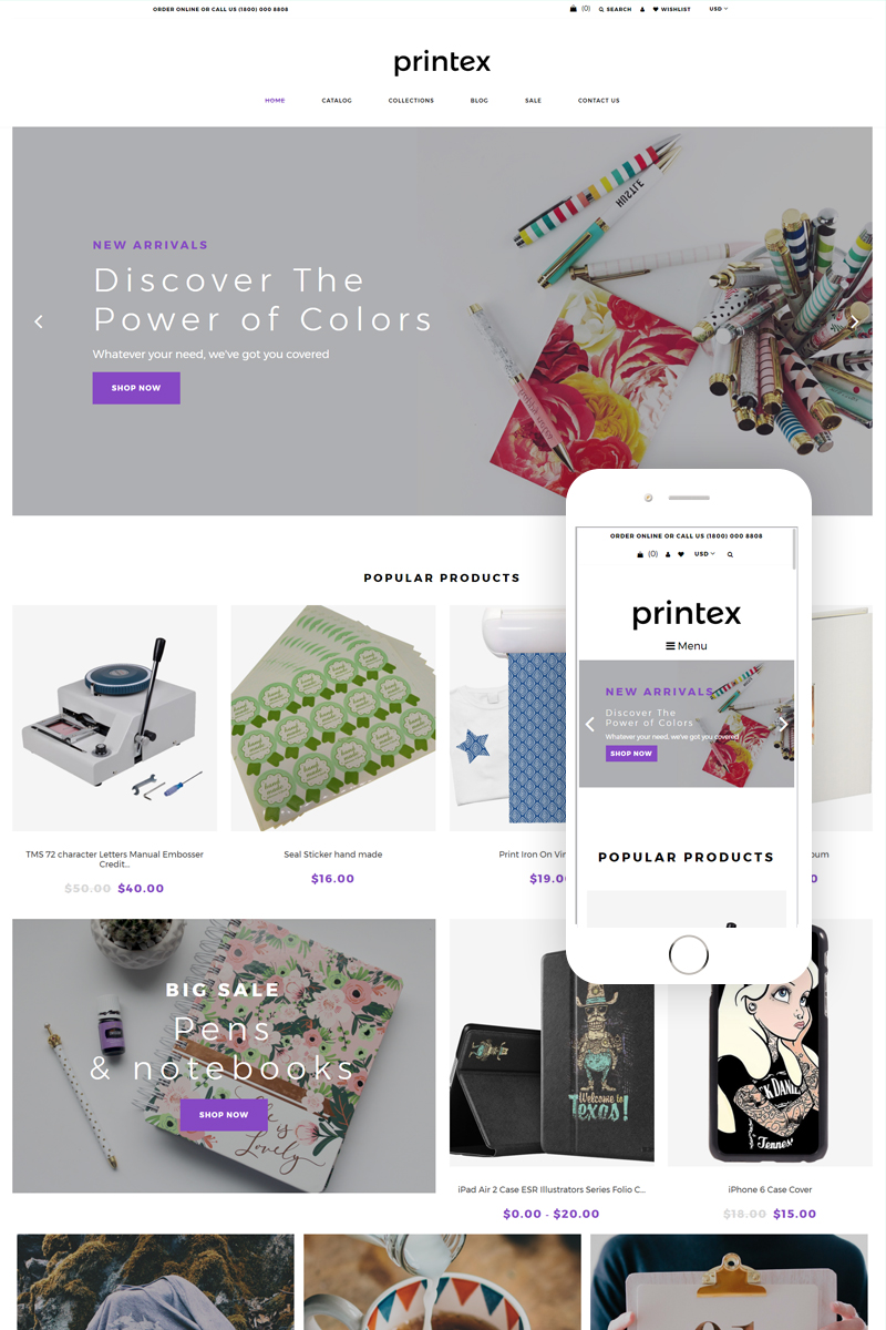 "Printex - Print Shop Multipage Modern Shopify Theme" Responsive Shopify Thema №79136