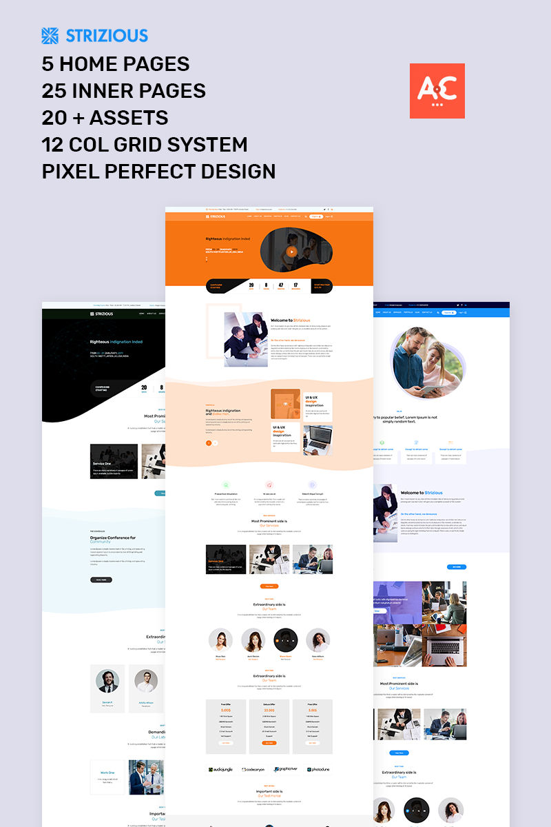 "Strizious PSD Template" Responsive PSD Template №79175