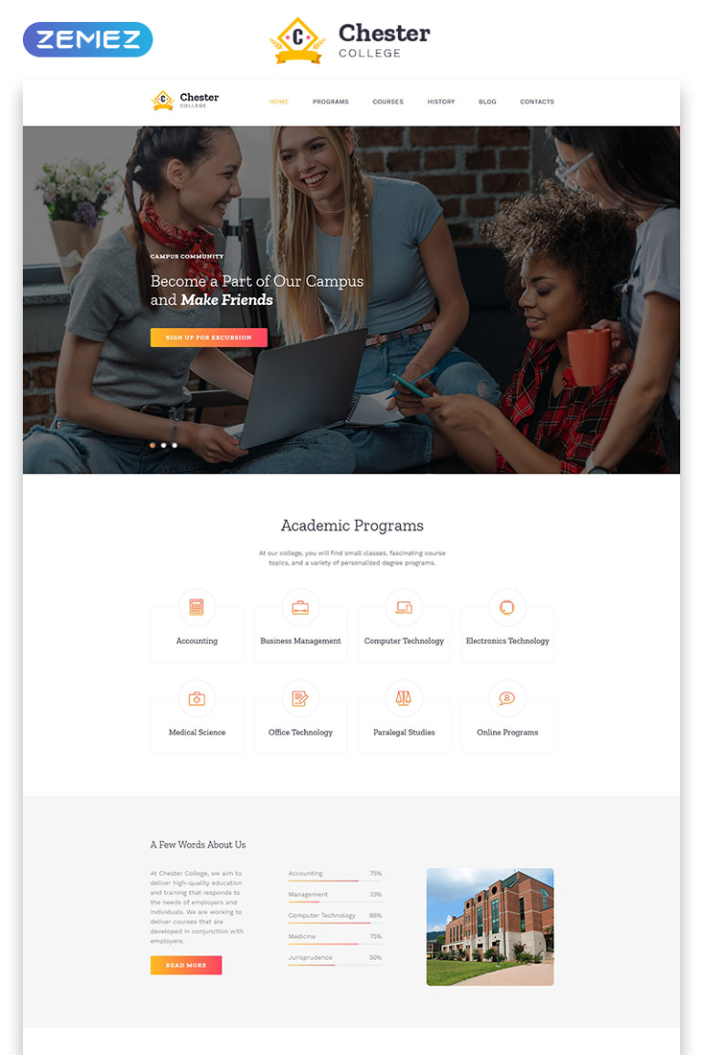 Chester - University Modern HTML Bootstrap Landing Page Template