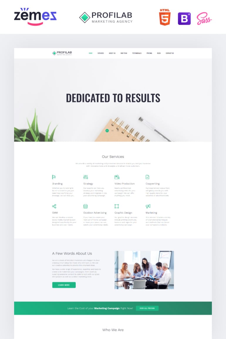 Profilab - Marketing Agency Clean HTML Bootstrap Landing Page Template
