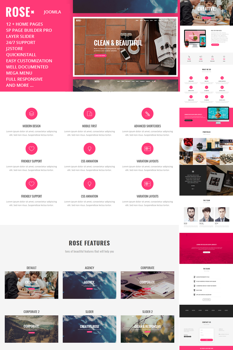 Rose - Responsive One Page Joomla Template