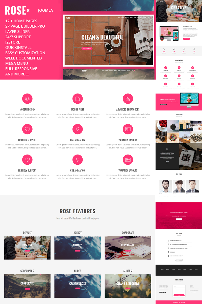 Rose - Responsive One Page Joomla 5 Template