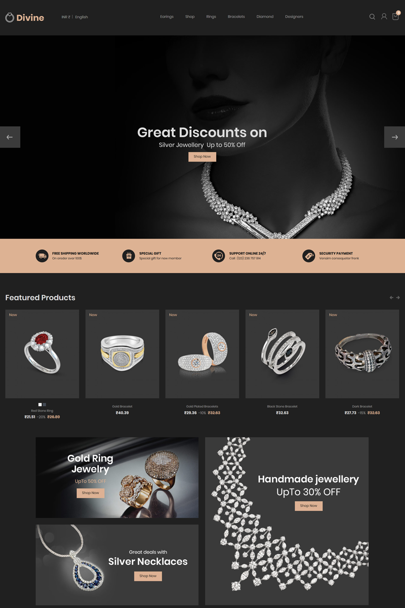 Bootstrap Divine - Jewellery Black Prestashop #79271 - Ekran resmi