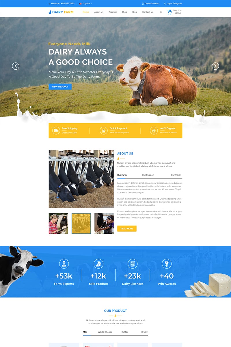 "Milkman Dairy Farm Multipage" - адаптивний PSD шаблон №79247