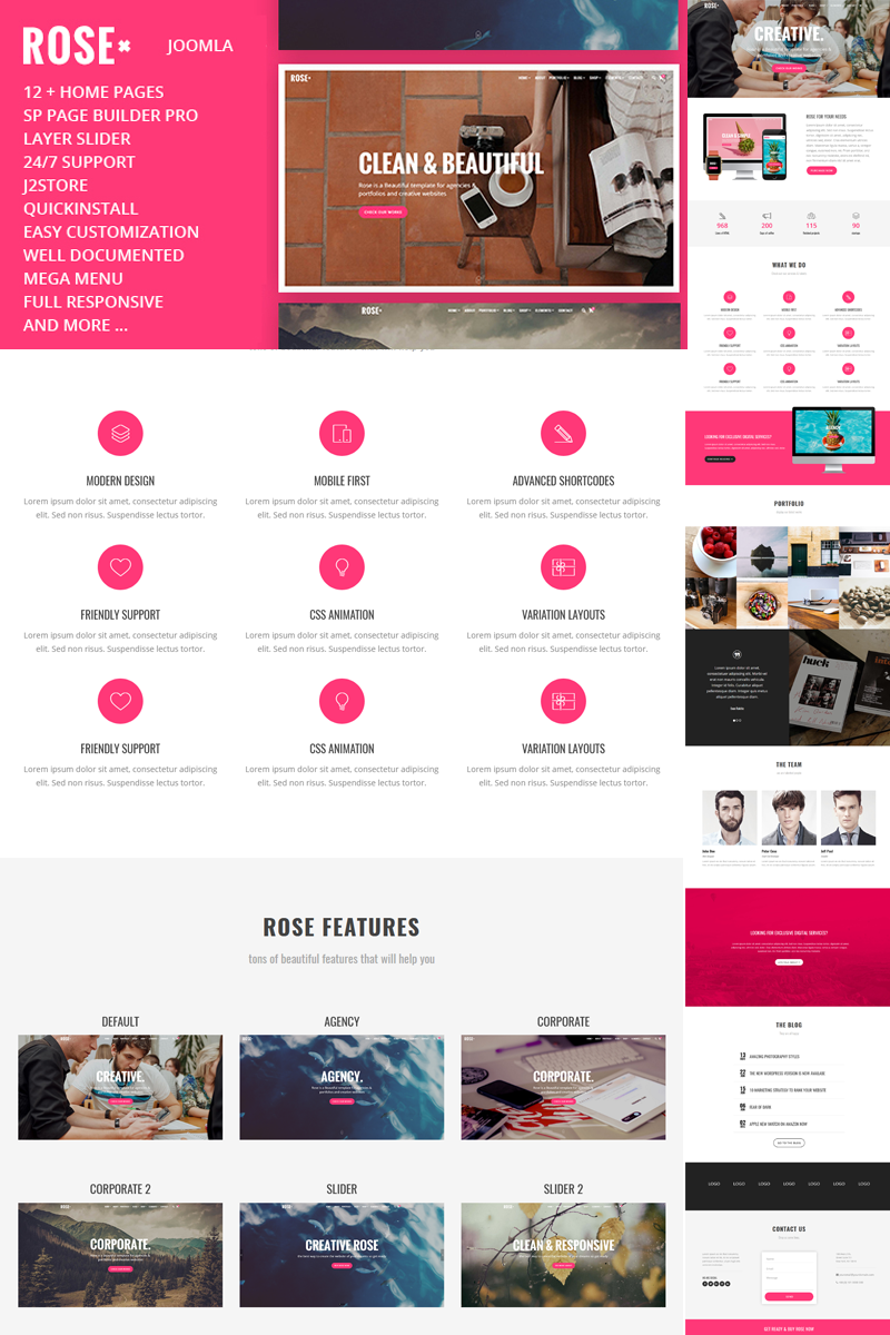 Responsywny szablon Joomla Rose - Responsive One Page #79276