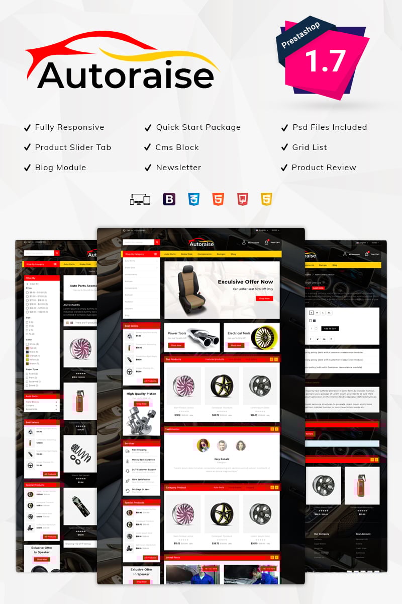 Tema De PrestaShop "Autoraise - Auto Store" #79272