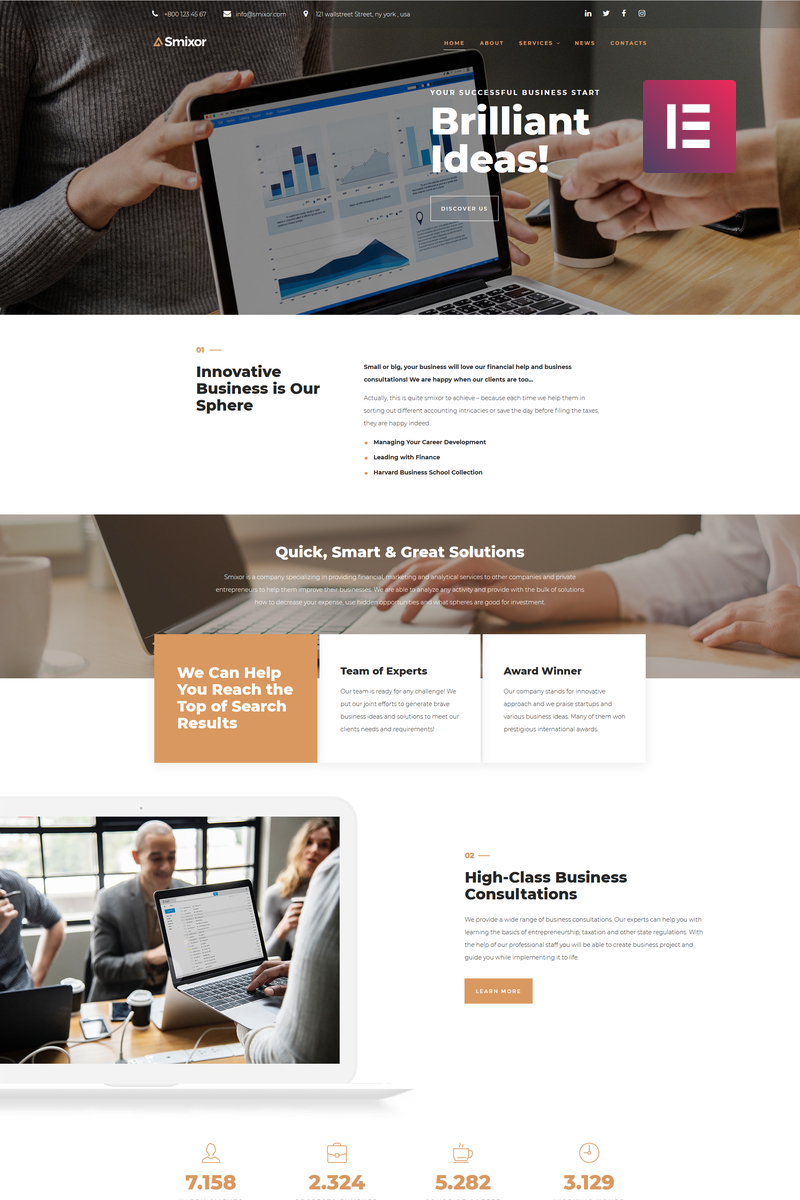 Tema De WordPress "Smixor - Business Multipurpose Modern Elementor" #79224 - captura de pantalla