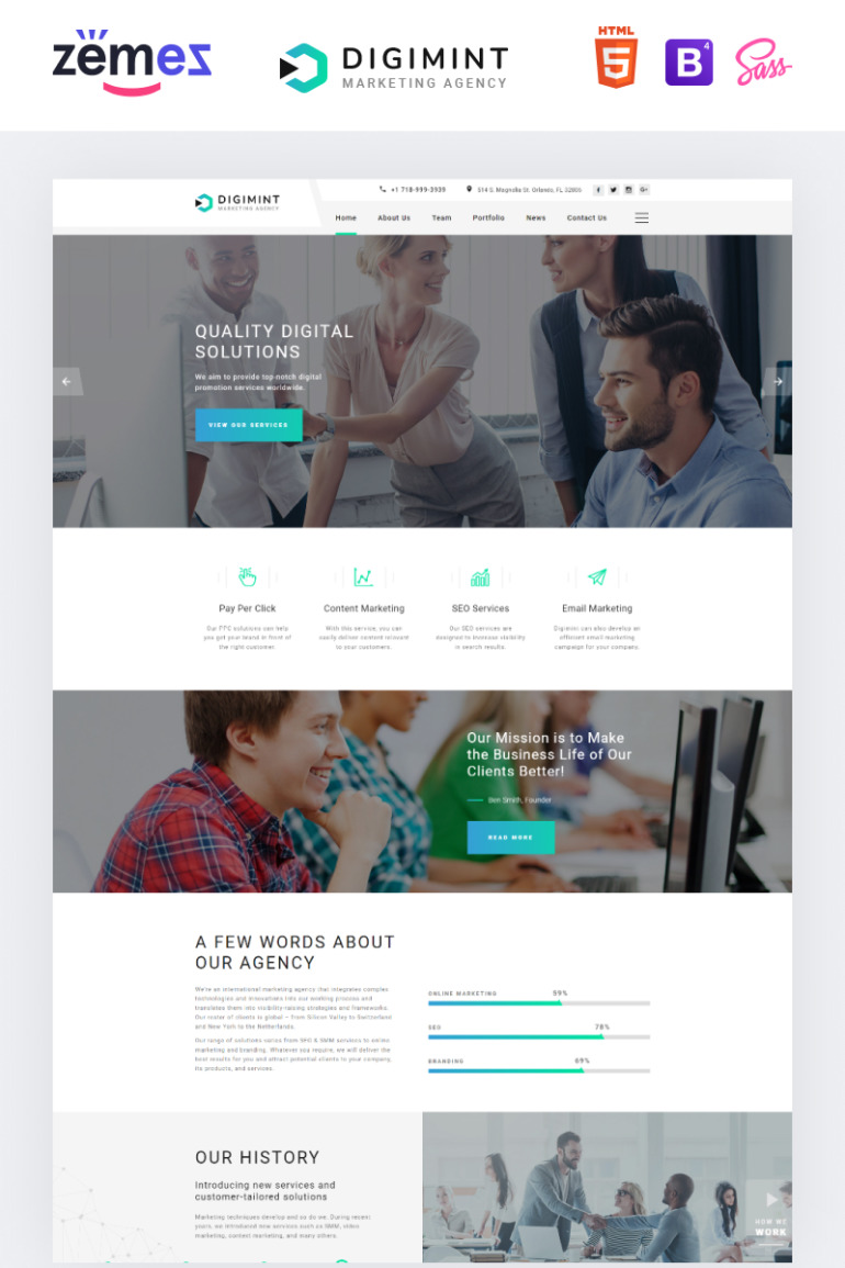 Digimint - Business Services Clean HTML Landing Page Template
