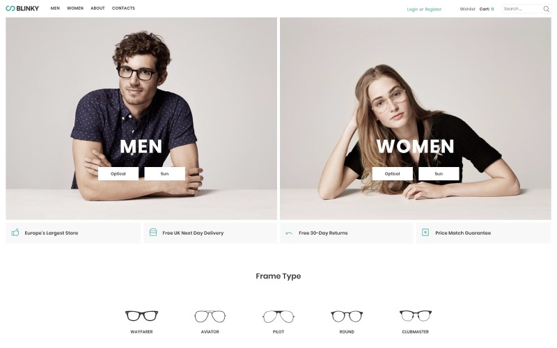 Blinky - Glasses Store ECommerce Minimal Elementor WooCommerce Theme