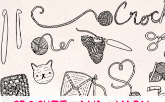 33 Crochet and Yarn Themed - Illustration