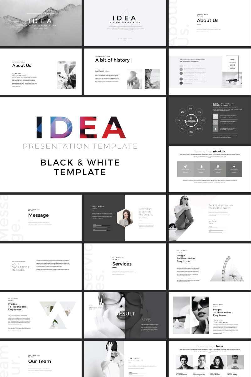 Black And White Ppt Template - Contoh Gambar Template