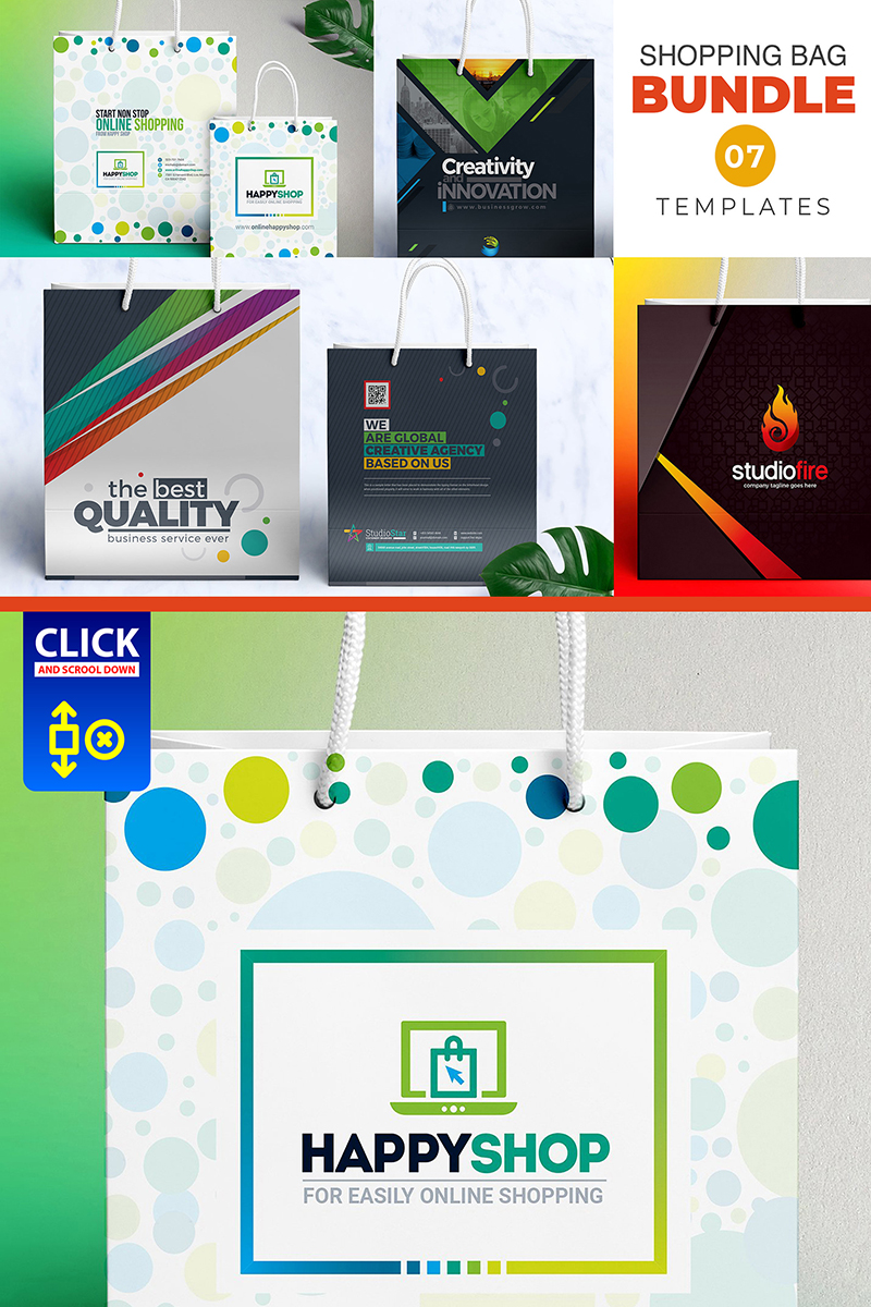 Luxusní Šablona firemního stylu "7 Shopping Bag Bundle" #79329