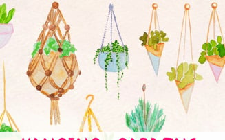 26 Hanging Pot Plants and Garden - Illustration
