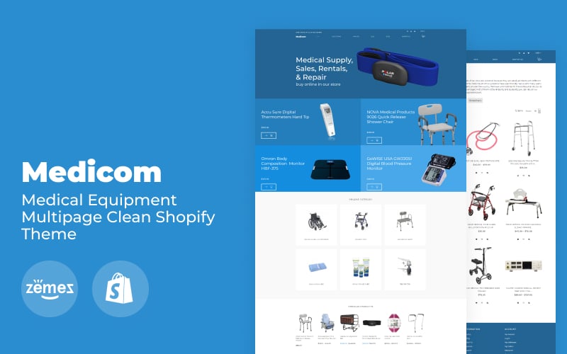 "Medicom - Medical Equipment Multipage Clean" Responsive Shopify Thema №79483