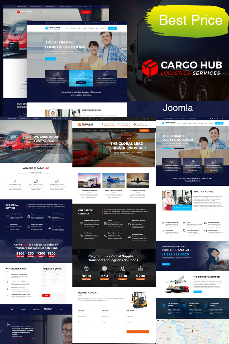 Reszponzív Cargo HUB - Transportation, Logistics and Shipping Joomla sablon 79431