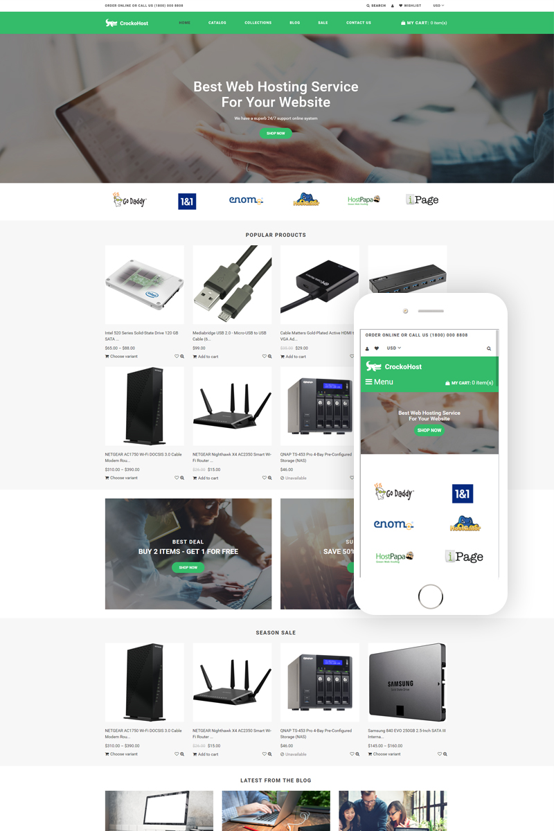 Reszponzív Crocko Host - Hosting E-commerce Clean Shopify sablon 79420 - képernyőkép