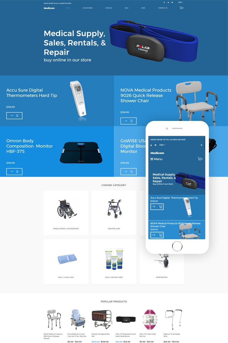 Tema Shopify "Medicom - Medical Equipment Multipage Clean" #79483