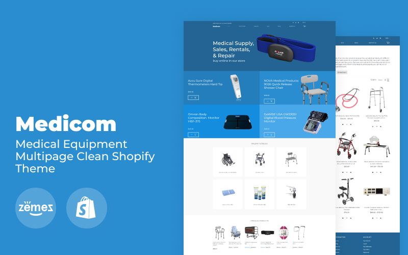 Template Shopify Responsive #79483 "Medicom - Medical Equipment Multipage Clean"