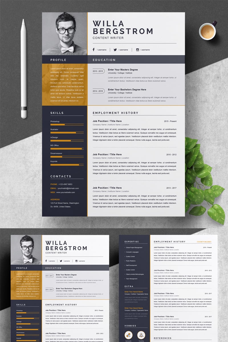 "Willa" Premium CV Template №79414 - screenshot
