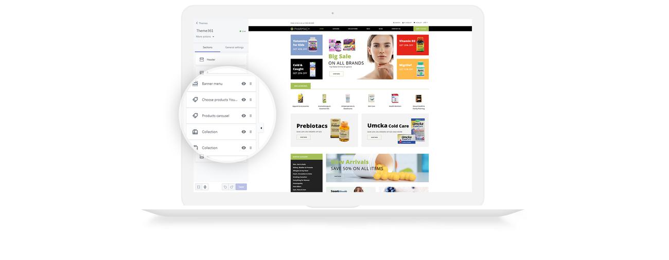 аптека электронная коммерция чистая тема shopify