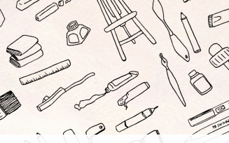 59 Art and Painting Supplies - Art Themed Vector Elements - Illustration