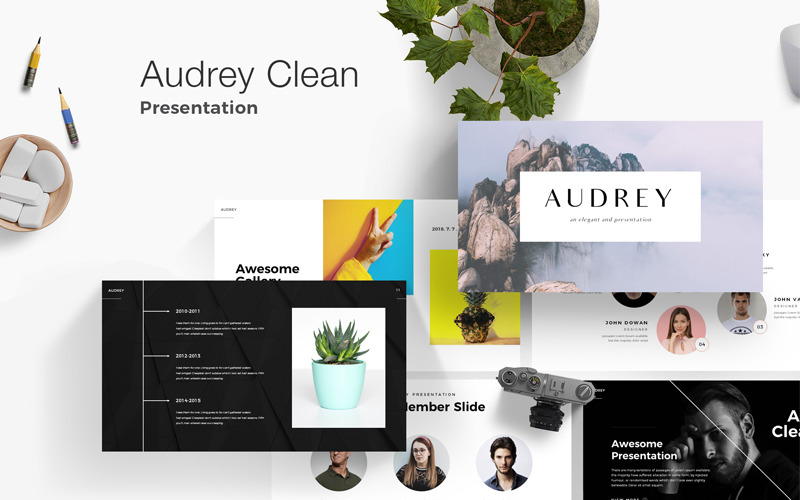 Audrey Clean PowerPoint template PowerPoint Template