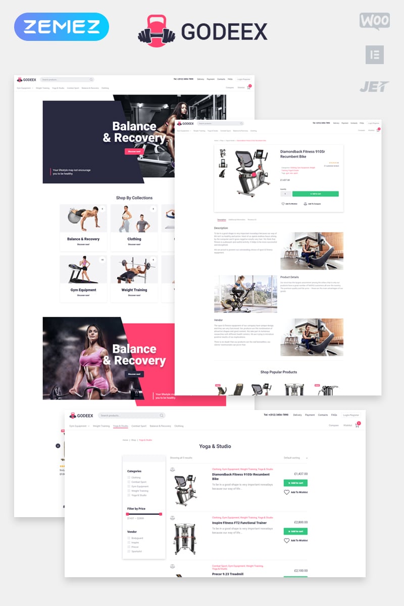 Godeex - Sports Gear ECommerce Modern Elementor WooCommerce Theme
