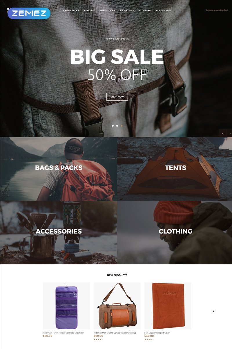Hiker Way - Travel Store Multipage Modern Template OpenCart №79558 - captura de tela