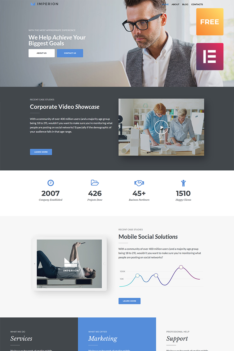 Imperion Free - Multipurpose Corporate Elementor №79536 - скриншот