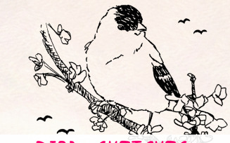 16 Inked Bird Sketch Elements - Owls, Ducks and Songbird - Illustration