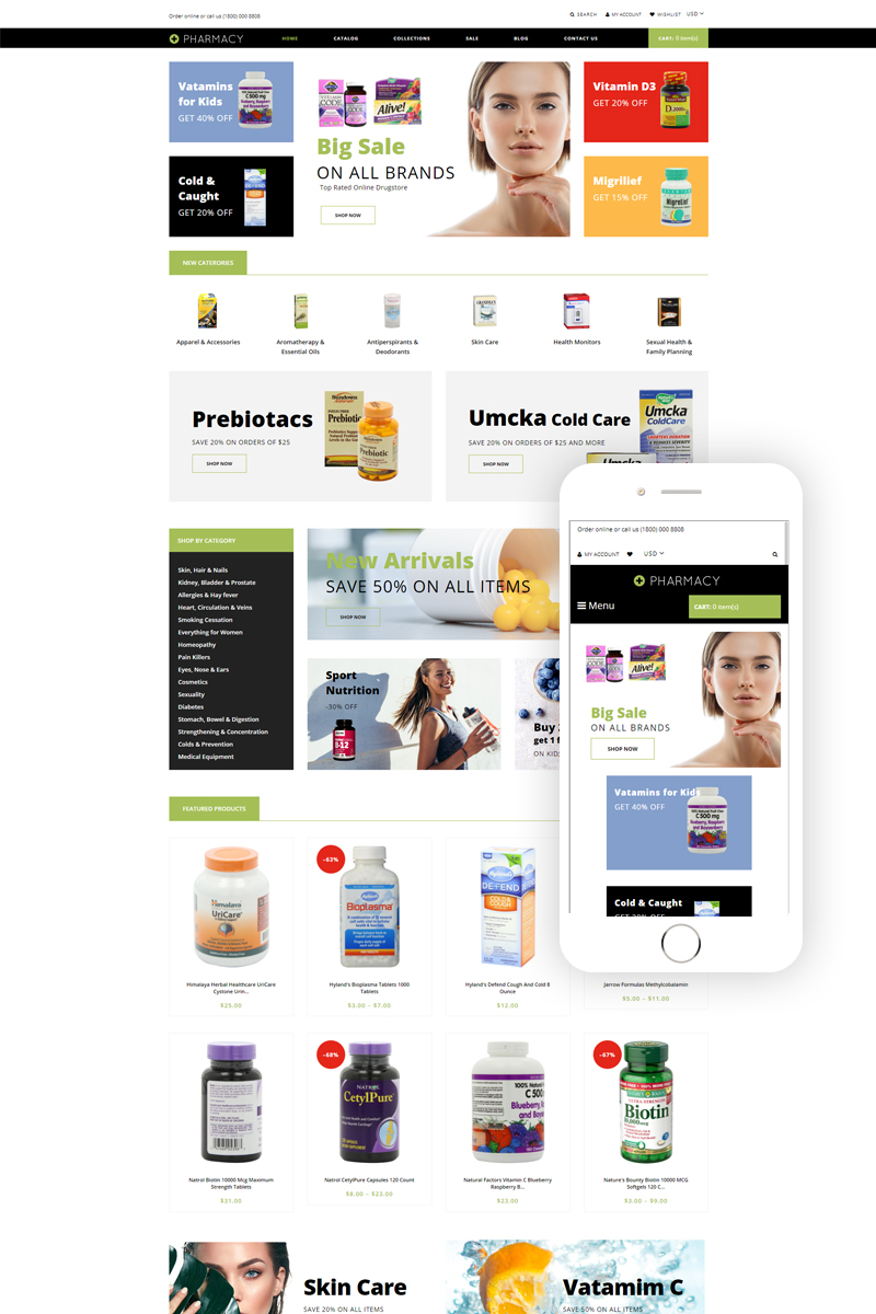 Pharmacy - Drug Store eCommerce Clean Tema de Shopify №79598