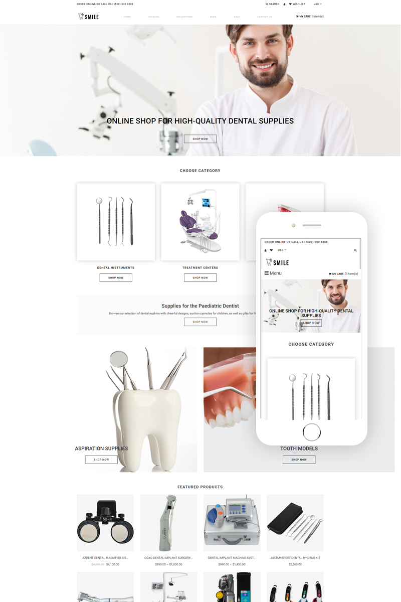 Smile - Dentistry eCommerce Clean Tema de Shopify №79523