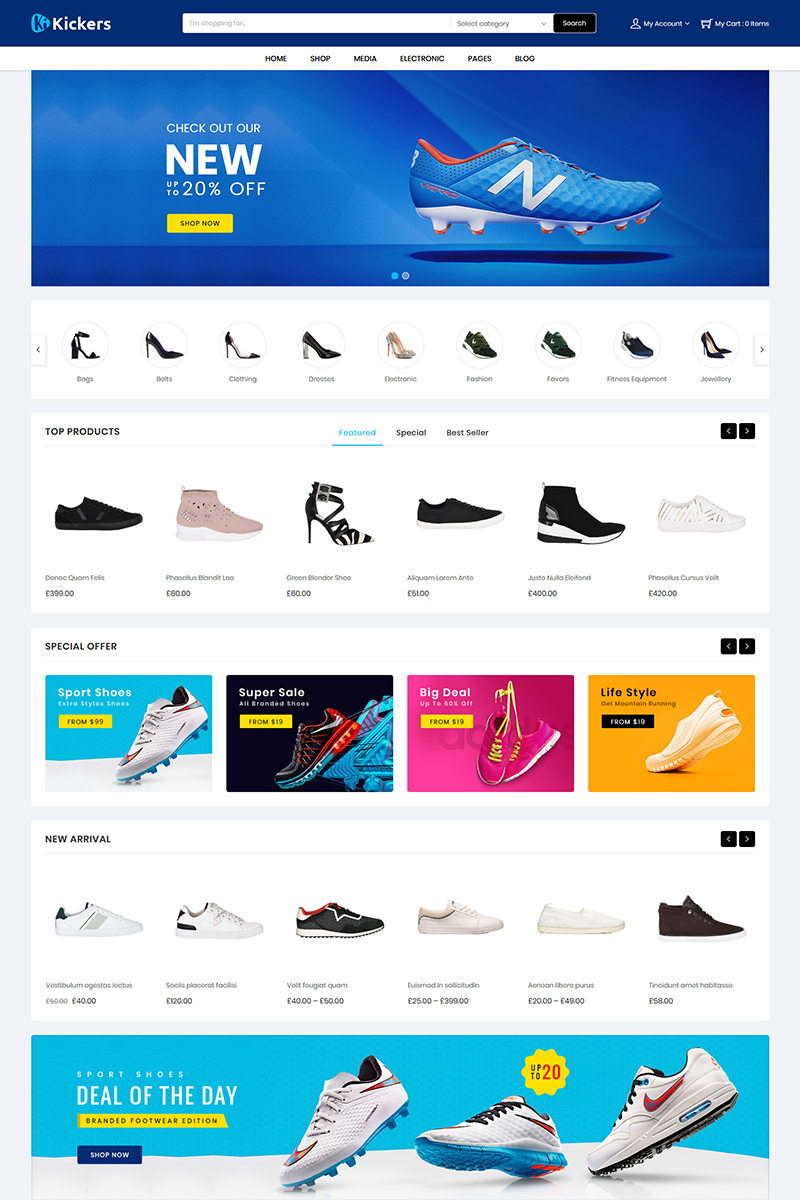Template WooCommerce Responsive #79582 "Kickers Footwear" - screenshot