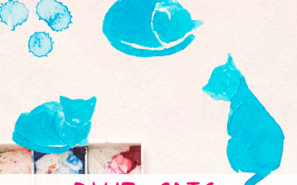 11 Blue Kitty Cat Silhouette Graphics - Illustration