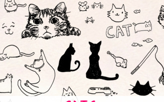 60 Kitty Cat Elements - Illustration