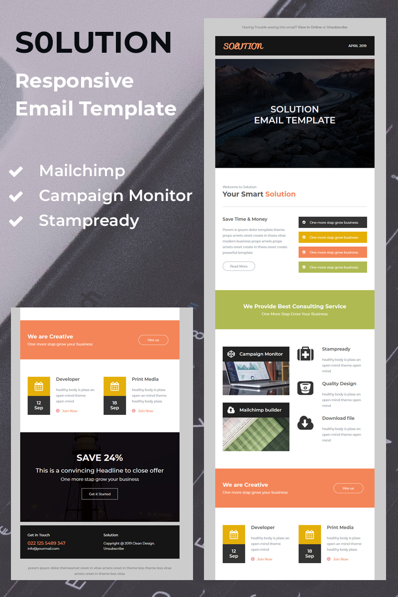 Newsletter šablona "Solution - Responsive" #79630