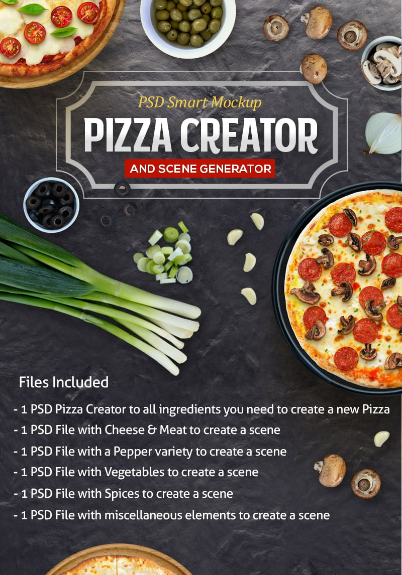 Download Pizza Creator & Scene Product Mockup #79639