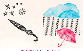 86 Rain Themed Graphics Elements - Illustration