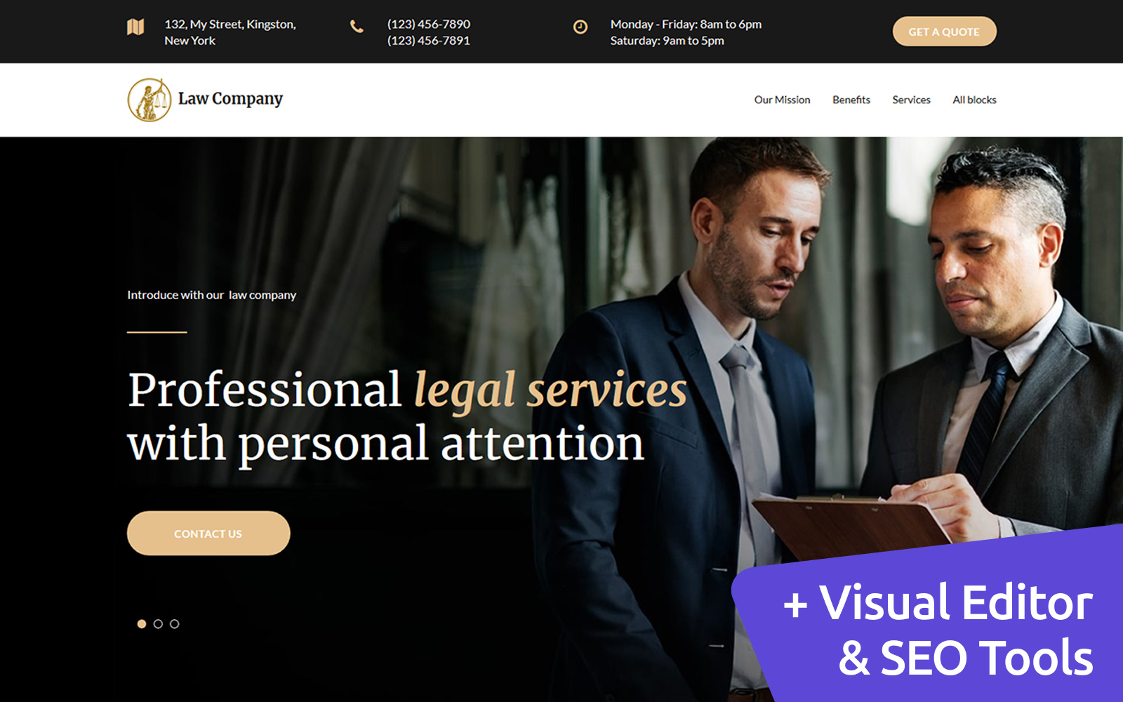 "Law Company" Responsive Landingspagina Template №79765